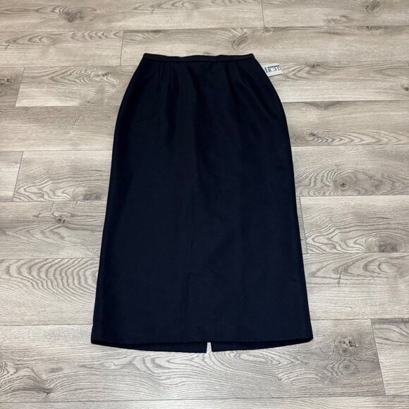 Michele Navy Blue Pencil Skirt Long Midi Size 10 VTG Casual Career Chic Fashion - Picture 9 of 11
